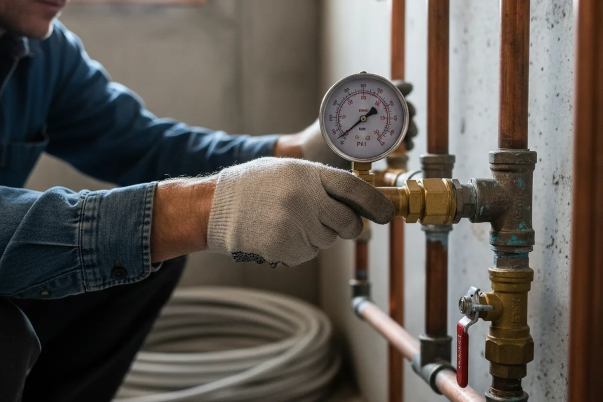 Pressure testing a repaired line during Water Line Repair in Jackpot